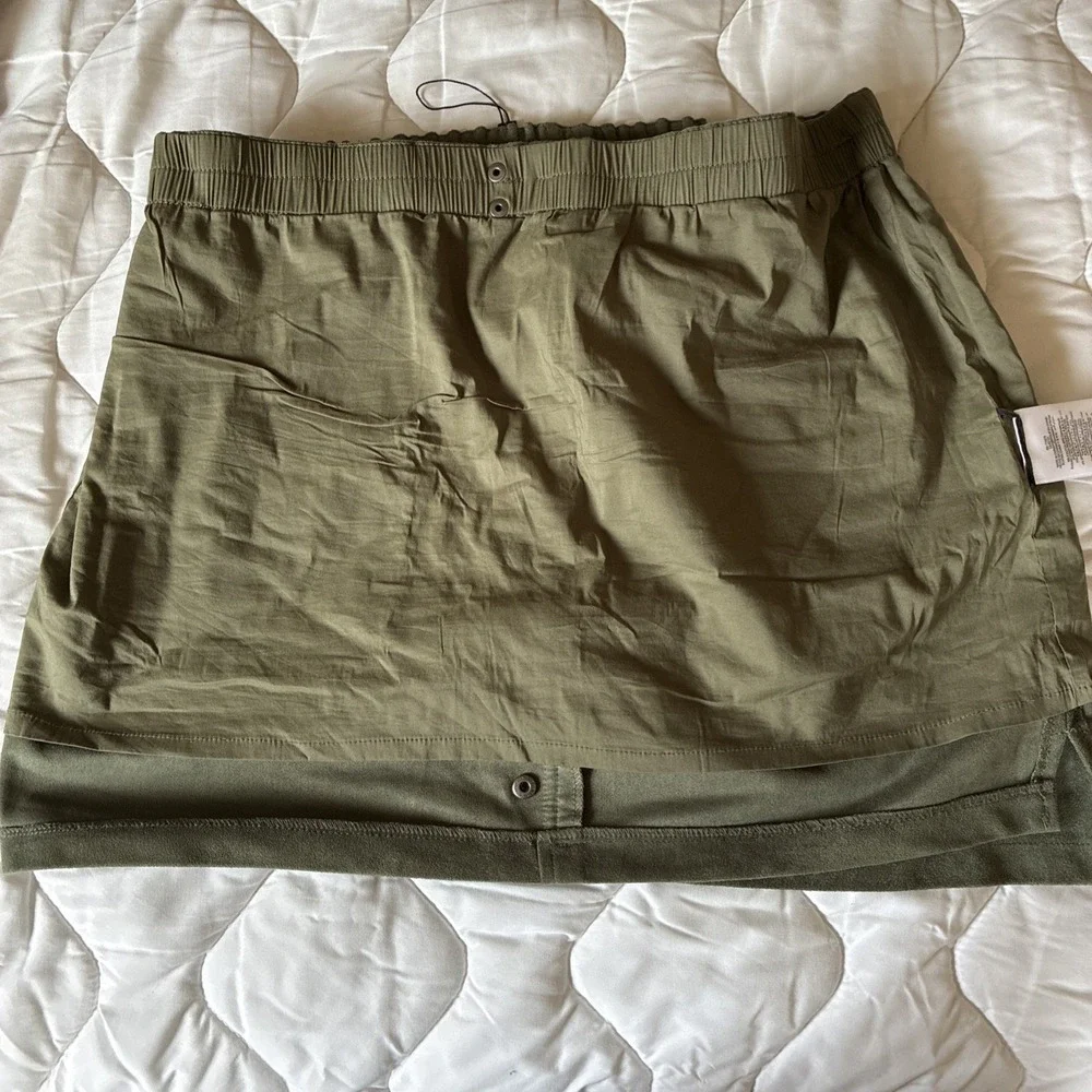 BCBGMAXAZRIA-Olive Green Mora Faux-Suede Pull On Miniskirt Skirt Sz L Boho Chic